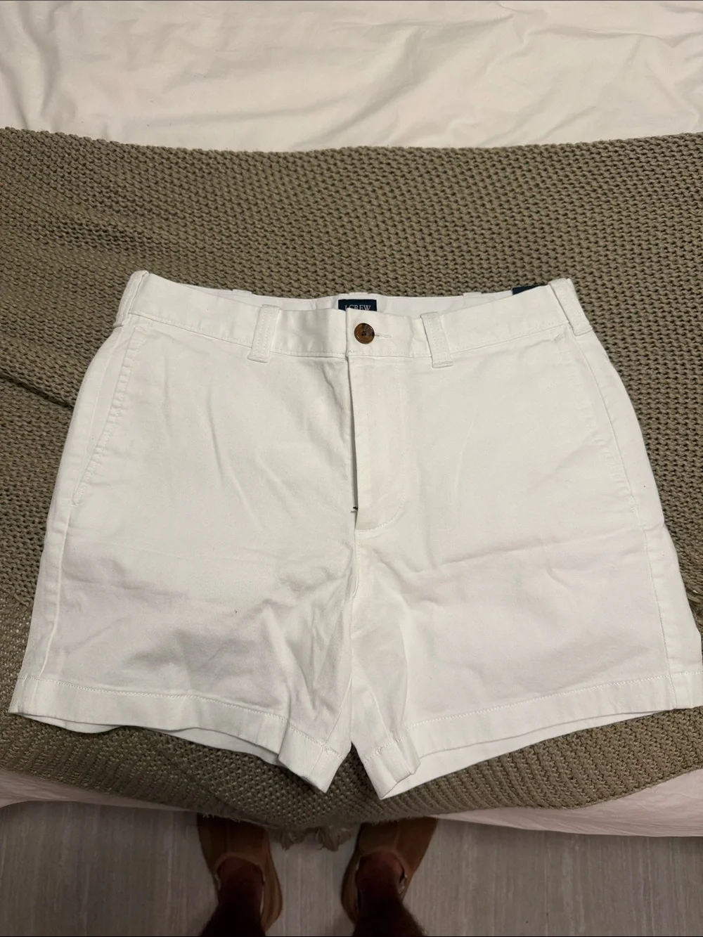 J. Crew Factory White Flat-Front Cotton Shorts